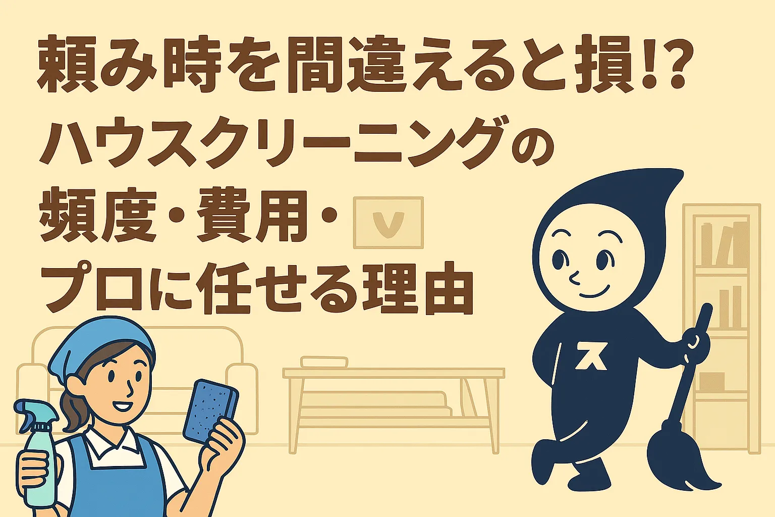 ハウスクリーニングの必要性とプロに頼むメリット・費用・頻度を紹介する日本語のバナー画像